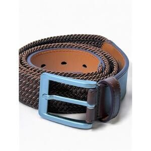 Wolf & Shepherd Stealth Woven Belt Large 40-44 Stretch Maple Brown Leather NEW